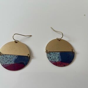 Gold and Multicolor Round Earrings